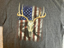 Load image into Gallery viewer, VTG American Deer Shirt Adult Large Gray USA Flag Hunting Skull Grunge 90s Mens