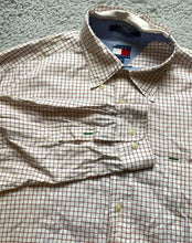 Load image into Gallery viewer, VTG Tommy Hilfiger Shirt Extra Large Red Blue Checkered Crest Embroidered Mens