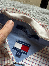 Load image into Gallery viewer, VTG Tommy Hilfiger Shirt Extra Large Red Blue Checkered Crest Embroidered Mens