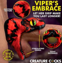 Load image into Gallery viewer, CREATURE COCK MASTER COBRA SILICONE COCK RING RED