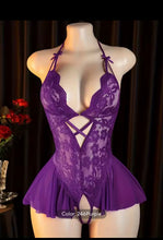 Load image into Gallery viewer, Open Bodysuit Crotchless V-neck Teddy