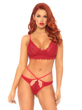 Load image into Gallery viewer, 2PC Sweetheart Lace Bralette and Matching Strappy Cut Out G-string
