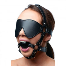 Load image into Gallery viewer, Blindfold Harness and Black Ball Gag