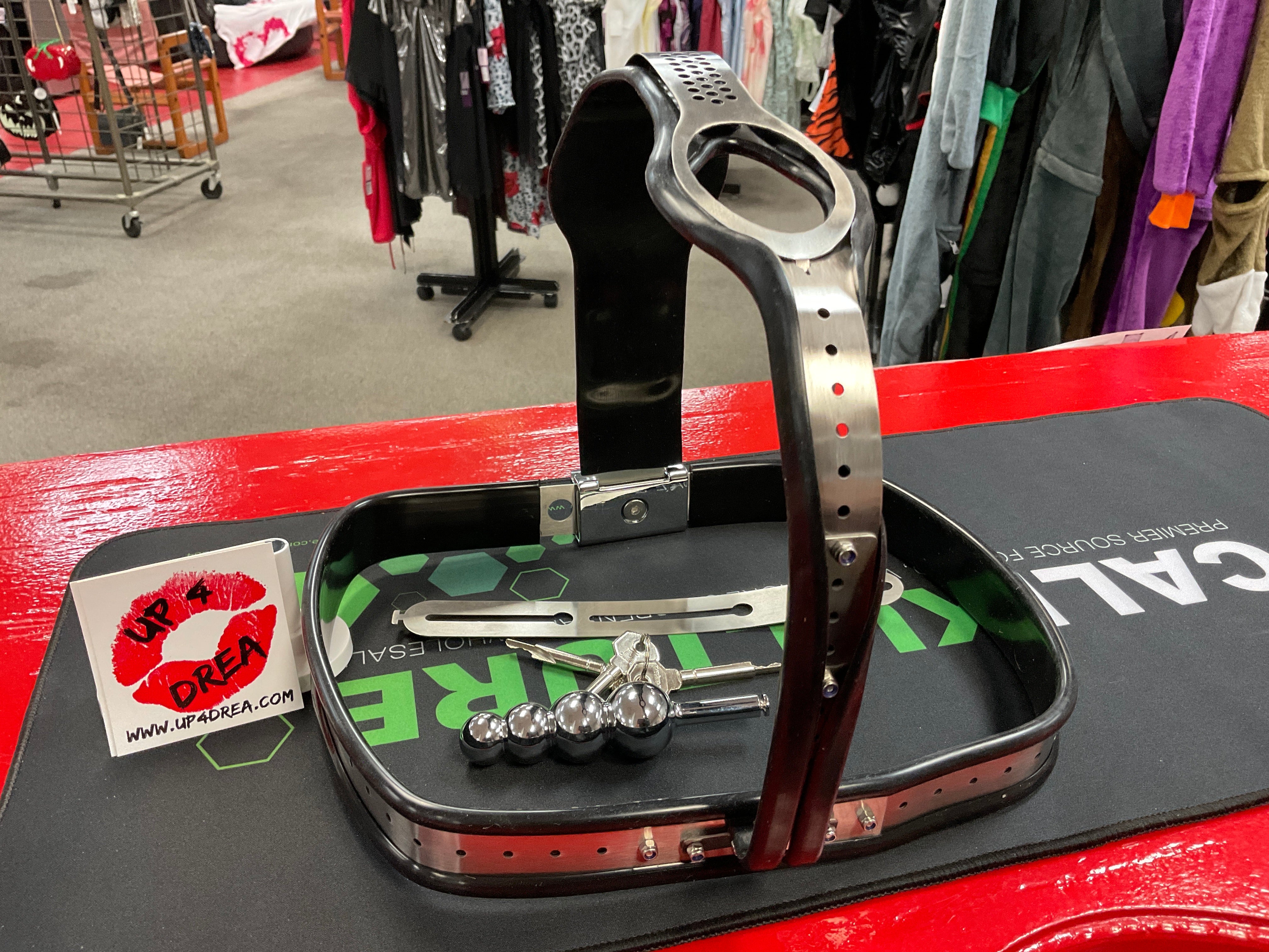 Stainless steel chastity belt with anal plug  Up4Drea