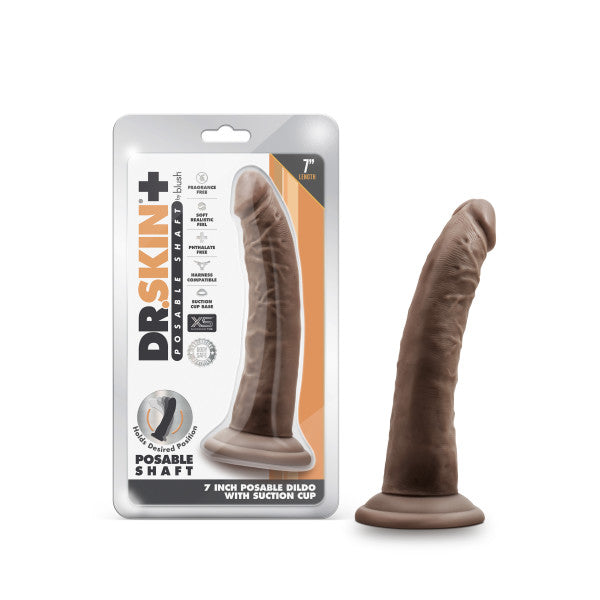 Dr. Skin Plus + 7 inches Poseable Dildo Chocolate Dark Brown