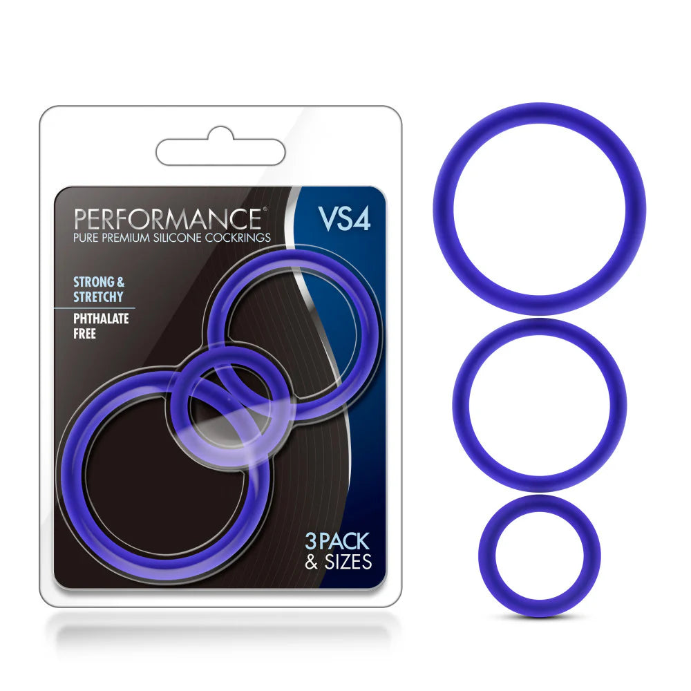Performance - VS4 Pure Premium Silicone Cock Ring Set - Indigo