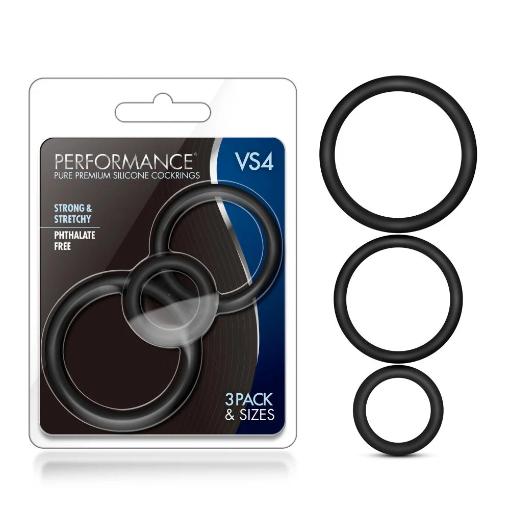 Performance - VS4 Pure Premium Silicone Cock Ring Set - Black