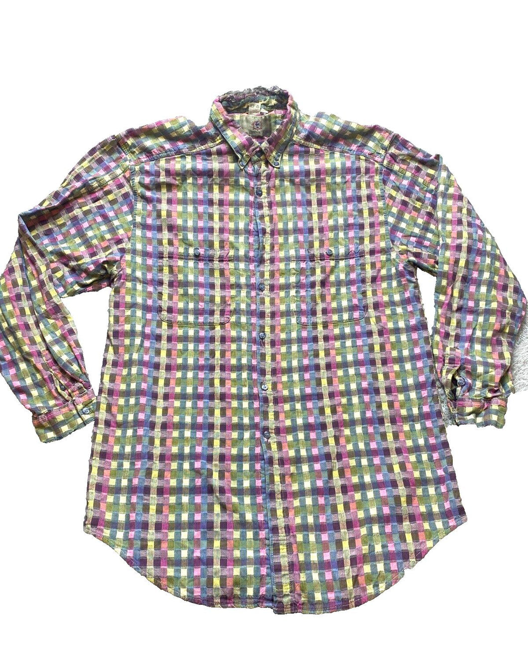 The Territory Ahead Shirt Adult 2XL XXL Rainbow Patchwork Texture Button Up Mens