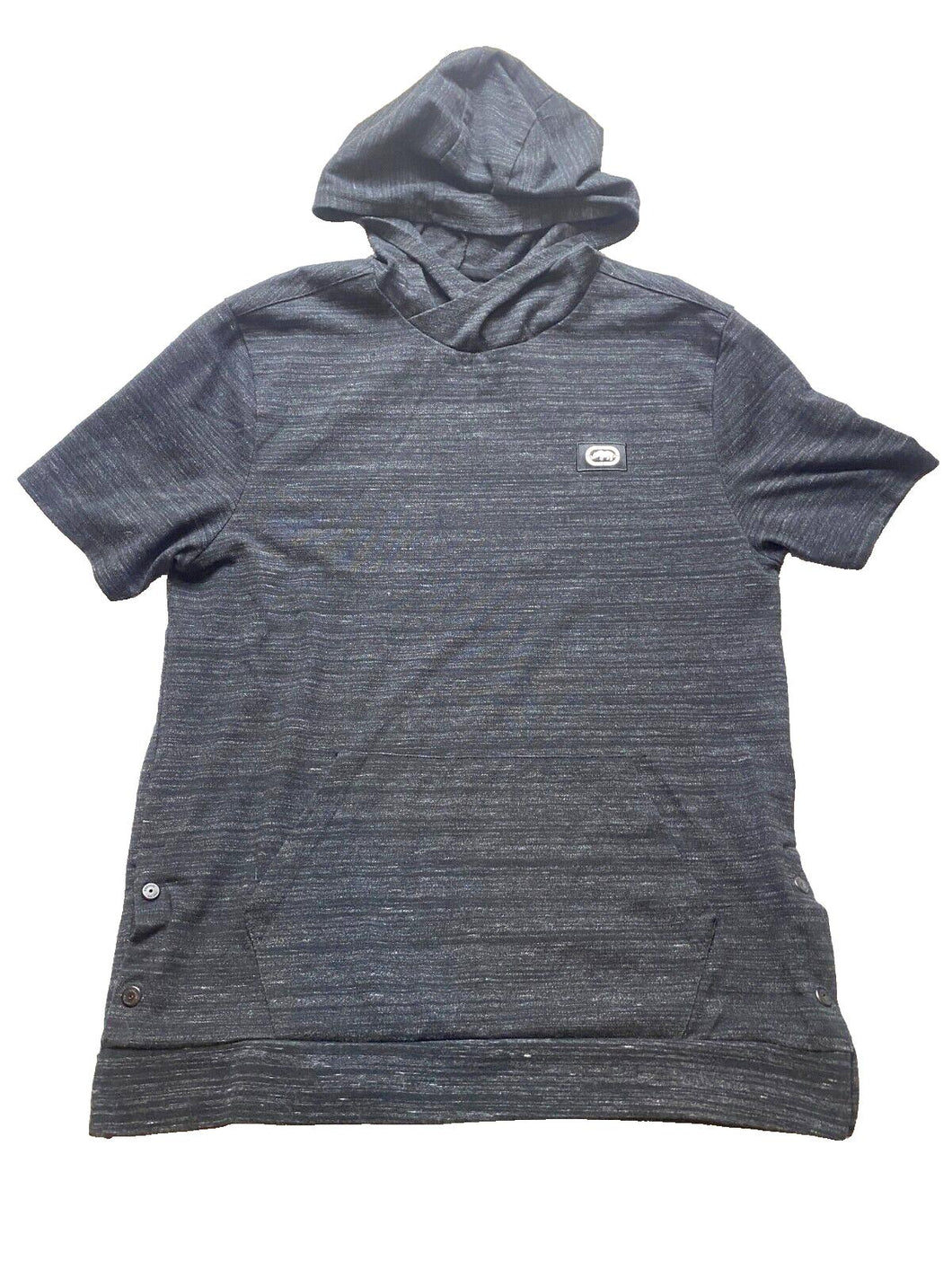 Ecko Unltd Shirt Adult Extra Large Heather Black Hoodie Rhino Brand Snaps Mens