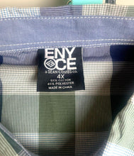 Load image into Gallery viewer, ENYCE Shirt Adult 4X Blue Green Plaid Button Up Pockets Mens Hip Hop Street NWT
