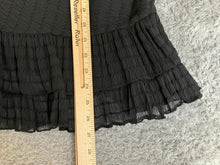 Load image into Gallery viewer, ZARA Shirt Womens Large Black Button Up Ruffle Trim Flowy Peplum Tunic Blouse
