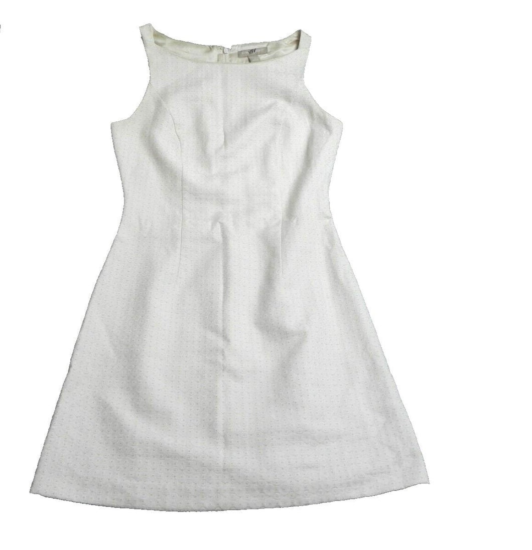 Banana Republic Dress Womens 4 White Back Zip Cocktail Rayon Sheath Casual Lady