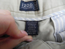 Load image into Gallery viewer, IZOD Pants Adult 36x34 Beige American Chino Pleated Trousers Casual Straight Men
