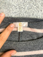 Load image into Gallery viewer, C Shirt Womens 3X Gray Pink Striped Dolman Flowy Blouse Casual Plus Ladies
