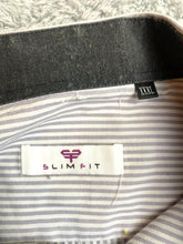 Load image into Gallery viewer, Slim Fit Shirt Adult 3XL XXXL Purple White Stripe Button Up Casual Collared Mens
