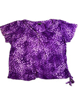 Load image into Gallery viewer, Erika Shirt Womens 2X Purple Geometric Vneck Tie Blouse Casual Comfort Plus Lady
