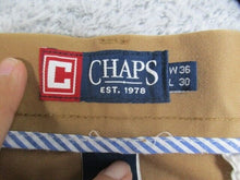 Load image into Gallery viewer, Chaps Pants Adult 36x30 Tan Flat Front Slash Pocket Trouser Casual Chino Mens
