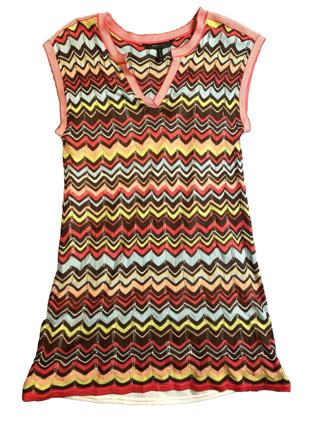 BCBG Maxazria Dress Womens Medium Rainbow Azlearedco Knit  A-Line Short Ladies
