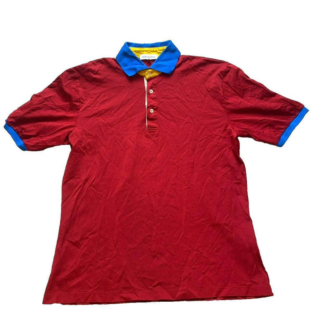 Bullock & Jones Shirt Adult Medium Red Preppy Casual Collared Golf Polo Mens