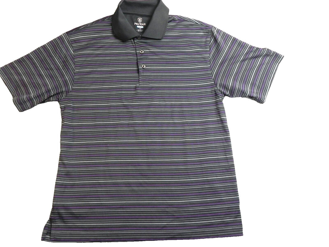 Pro Tour Shirt Adult Medium Black Purple Preppy Cool Play Golf Polo Sports Mens