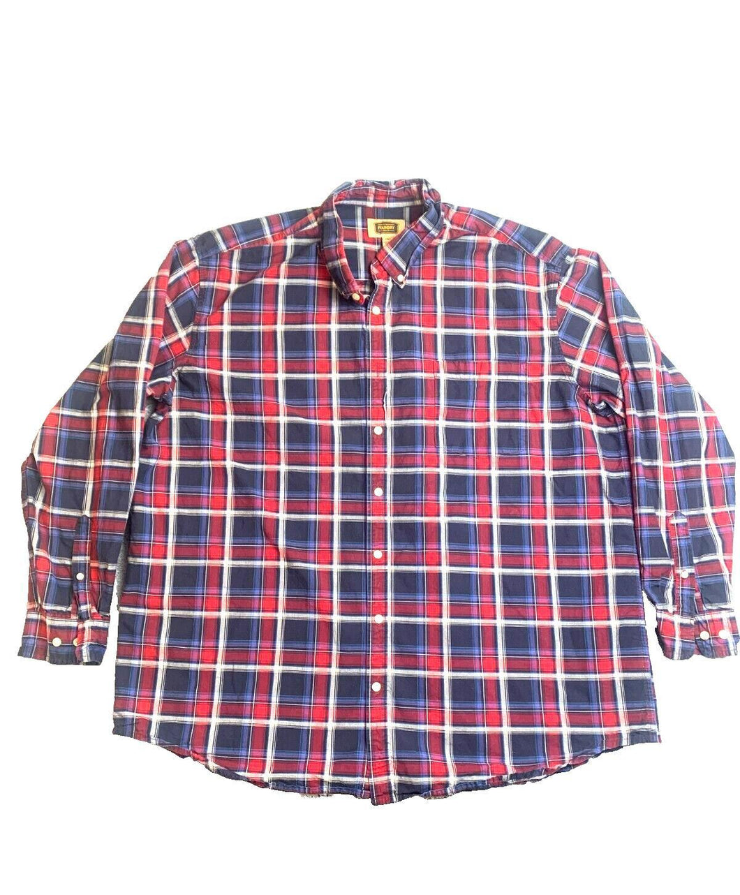 Foundry Supply Co Shirt Adult 2XLT XXL Tall Blue Red Plaid Button Up Casual Mens