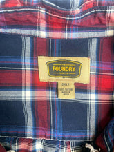 Load image into Gallery viewer, Foundry Supply Co Shirt Adult 2XLT XXL Tall Blue Red Plaid Button Up Casual Mens
