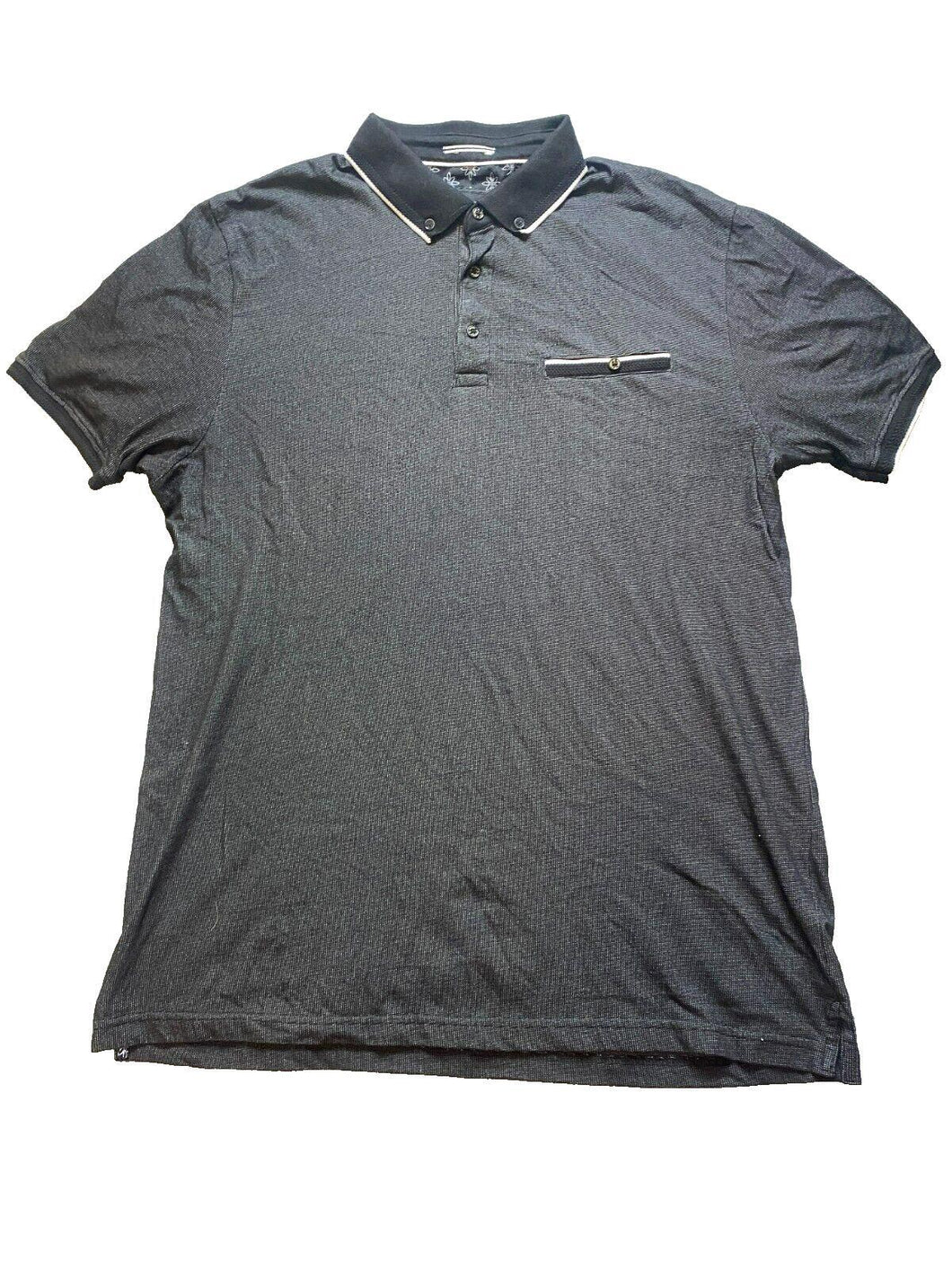 Denim & Flower Ricky Singh Shirt Adult Large Black Preppy Casual Golf Polo Mens