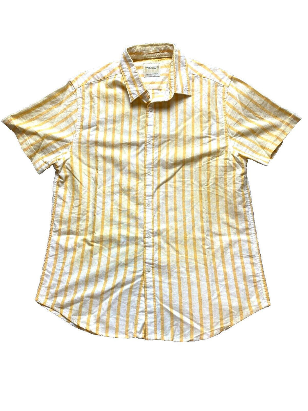 Denim & Flower Ricky Singh Shirt Adult Medium Yellow White Button Up Indie Mens