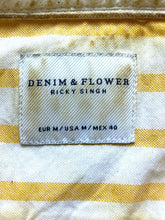 Load image into Gallery viewer, Denim &amp; Flower Ricky Singh Shirt Adult Medium Yellow White Button Up Indie Mens
