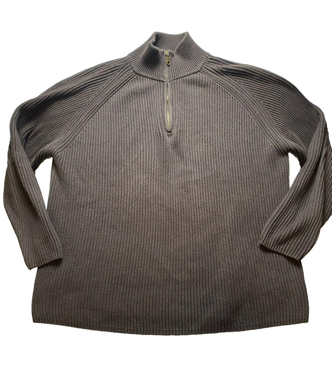 St. Johns Bay Sweater Adult Extra Large Brown 1/4 Zip Mock Neck Jumper Outerwear