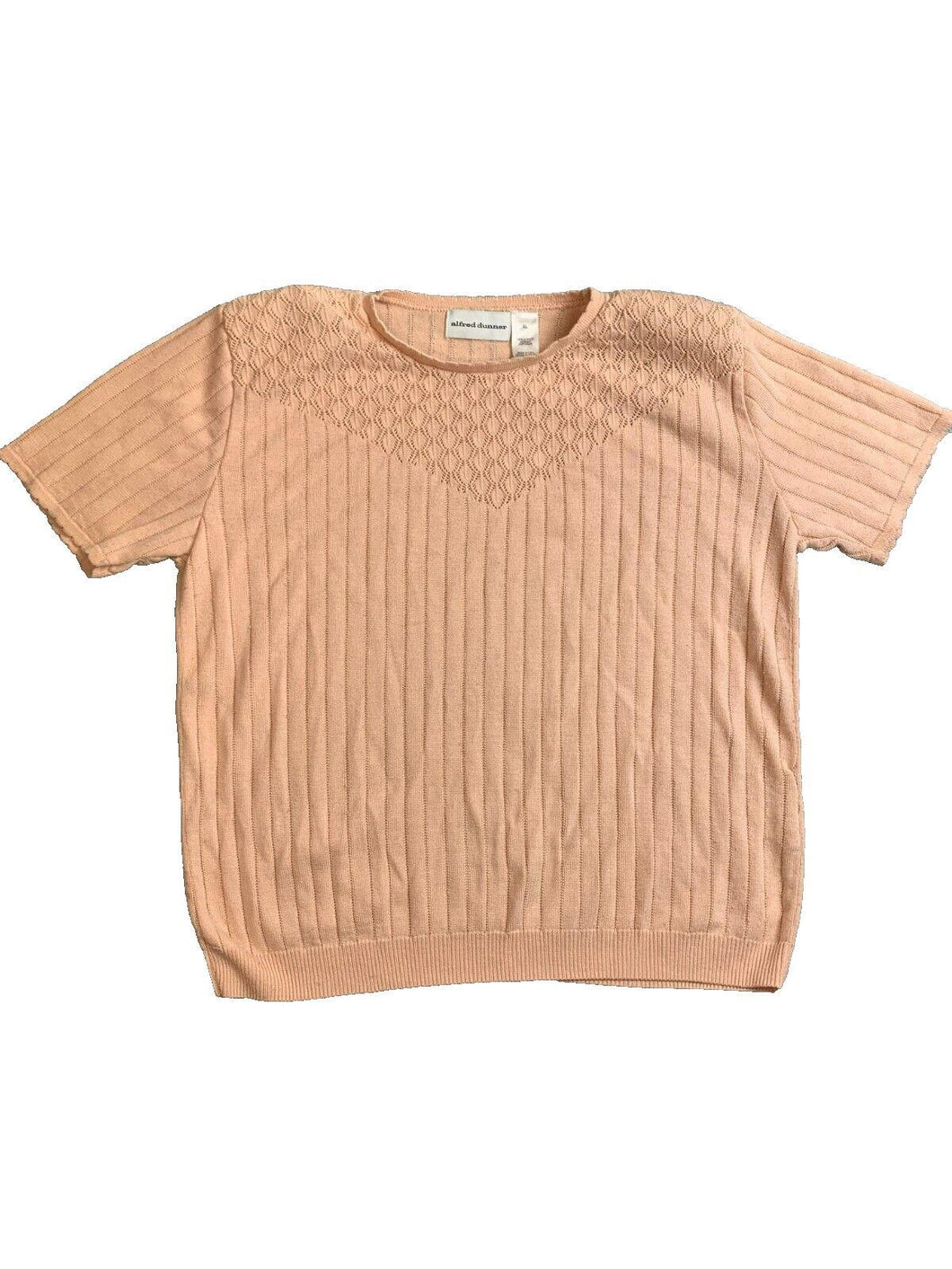Alfred Dunner Shirt Womens Extra Large Peach Open Knit Acrylic Blouse Ladies