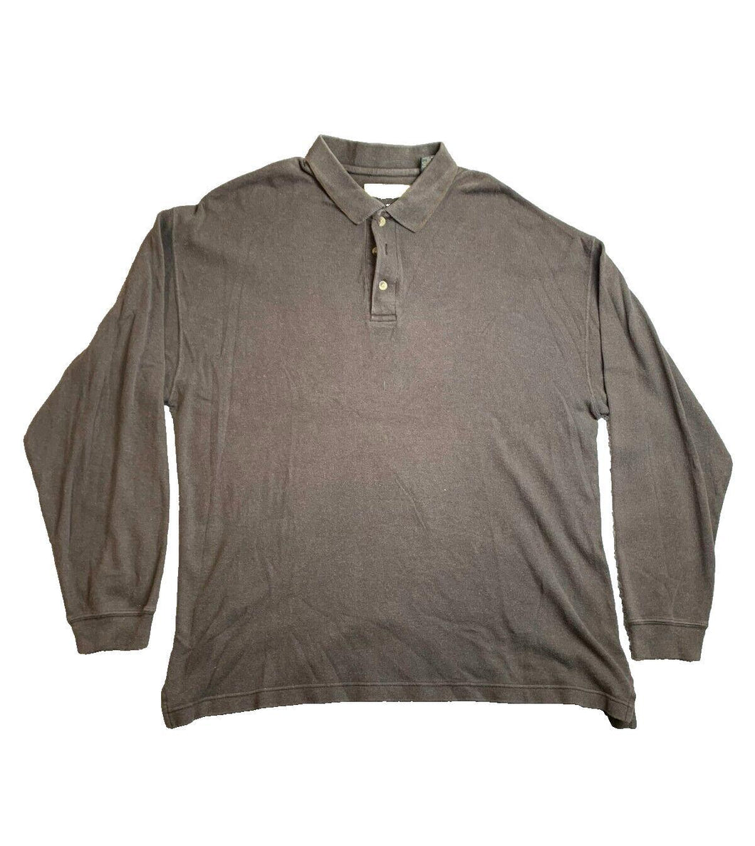 Natural Life Shirt Adult 2XL XXL Brown Rayon Blend Collared Casual Golf Polo Men