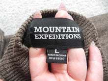 Load image into Gallery viewer, Mountain Expeditions Sweater Womens Large Brown Buttons Mock Neck Outerwear Lady
