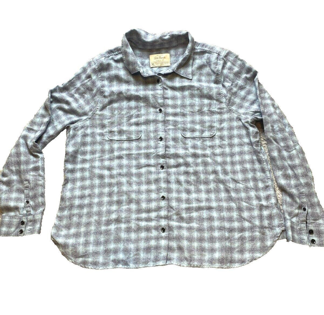 Old Ranch Shirt Womens Extra Large Blue Oversized Button Up Cowgirl Pockets