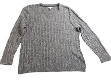 Load image into Gallery viewer, Croft &amp; Barrow Sweater Womens 2X Gray V-Neck Cable Knit Outerwear Plus Ladies
