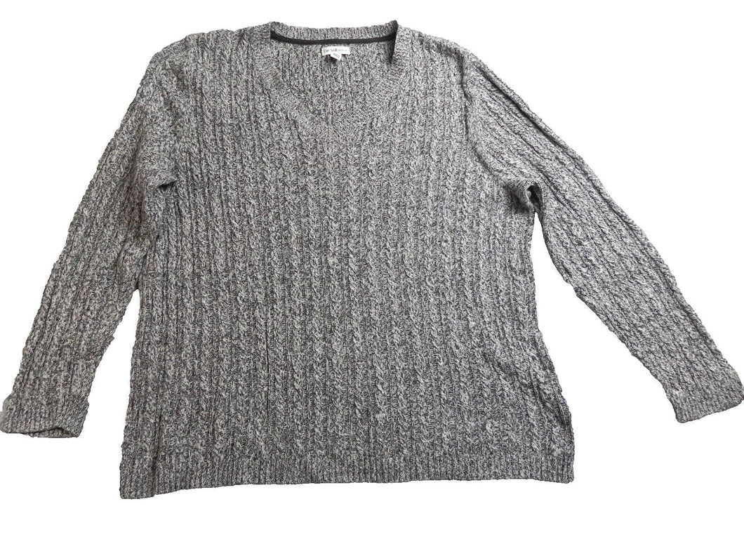 Croft & Barrow Sweater Womens 2X Gray V-Neck Cable Knit Outerwear Plus Ladies