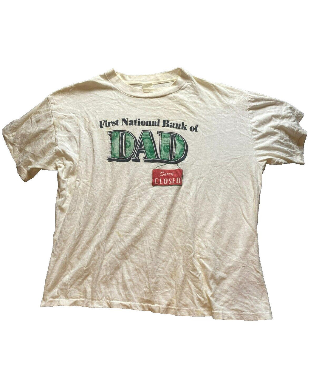 VTG First National Bank of Dad Shirt Adult Extra Large Single Stitch Grandpa Men