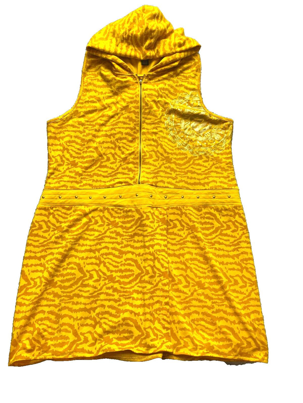 RocaWear Dress Women 3X Yellow Hip Cool Rapper Hoodie Studded Rayon Spandex Plus
