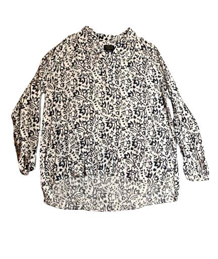 Pendleton Shirt Womens Extra Large Black White Lagenlook Oversized Tunic Blouse