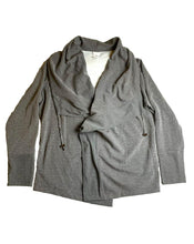 Load image into Gallery viewer, Zenergy by Chicos Sweater Womens 2 Gray Toggle Cardigan Spandex Asymmetric
