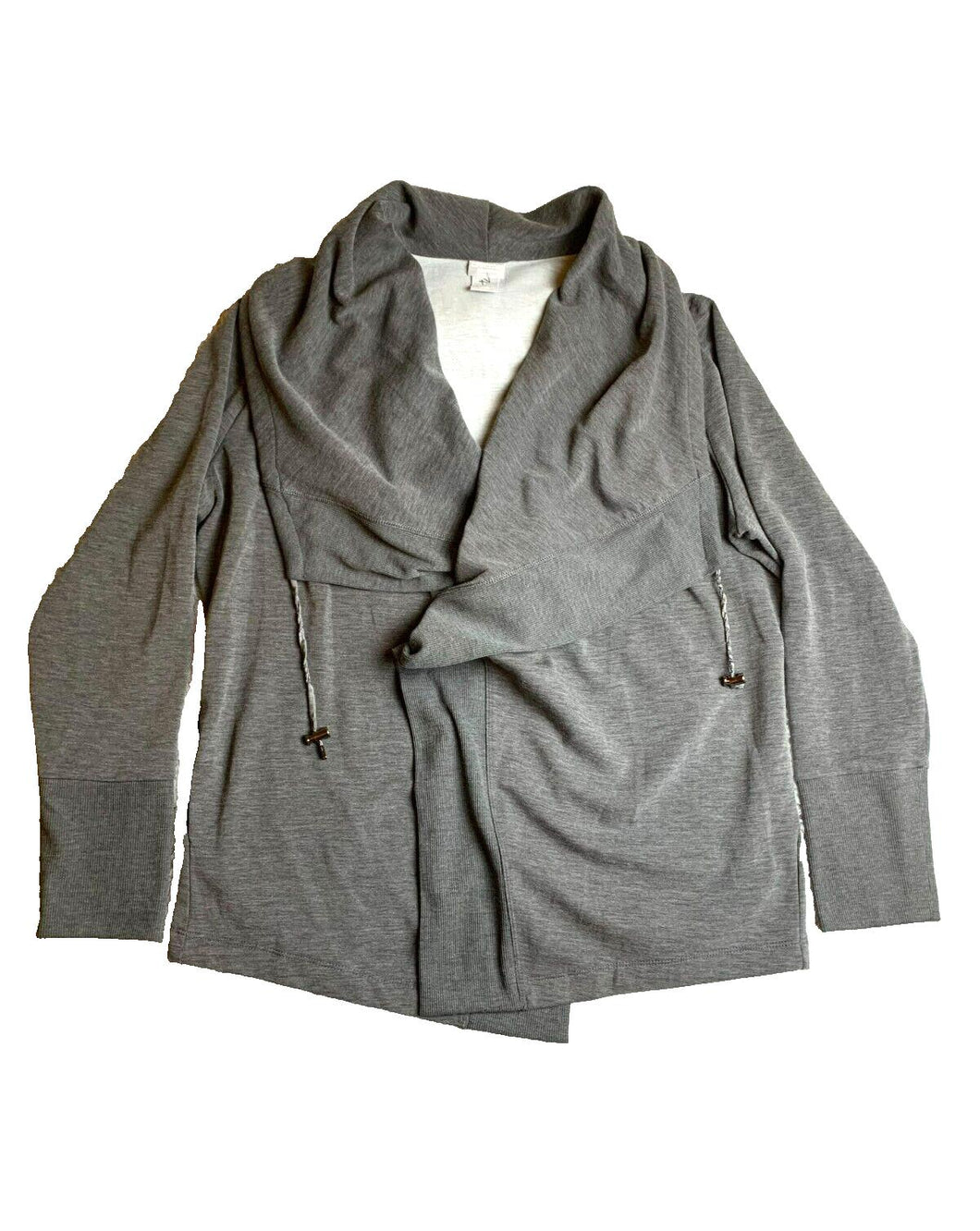 Zenergy by Chicos Sweater Womens 2 Gray Toggle Cardigan Spandex Asymmetric