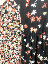 Load image into Gallery viewer, J Jill Dress Womens Extra Large Black Peach AOP Ditsy Flower Boho Maxi Rayon
