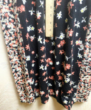 Load image into Gallery viewer, J Jill Dress Womens Extra Large Black Peach AOP Ditsy Flower Boho Maxi Rayon
