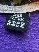 Load image into Gallery viewer, Adidas Jacket Womens Large Purple Trefoil Three Stripes Flower Hoodie Full Zip
