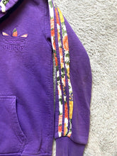 Load image into Gallery viewer, Adidas Jacket Womens Large Purple Trefoil Three Stripes Flower Hoodie Full Zip
