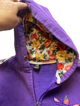 Load image into Gallery viewer, Adidas Jacket Womens Large Purple Trefoil Three Stripes Flower Hoodie Full Zip
