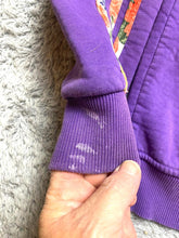 Load image into Gallery viewer, Adidas Jacket Womens Large Purple Trefoil Three Stripes Flower Hoodie Full Zip
