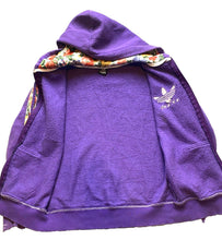 Load image into Gallery viewer, Adidas Jacket Womens Large Purple Trefoil Three Stripes Flower Hoodie Full Zip
