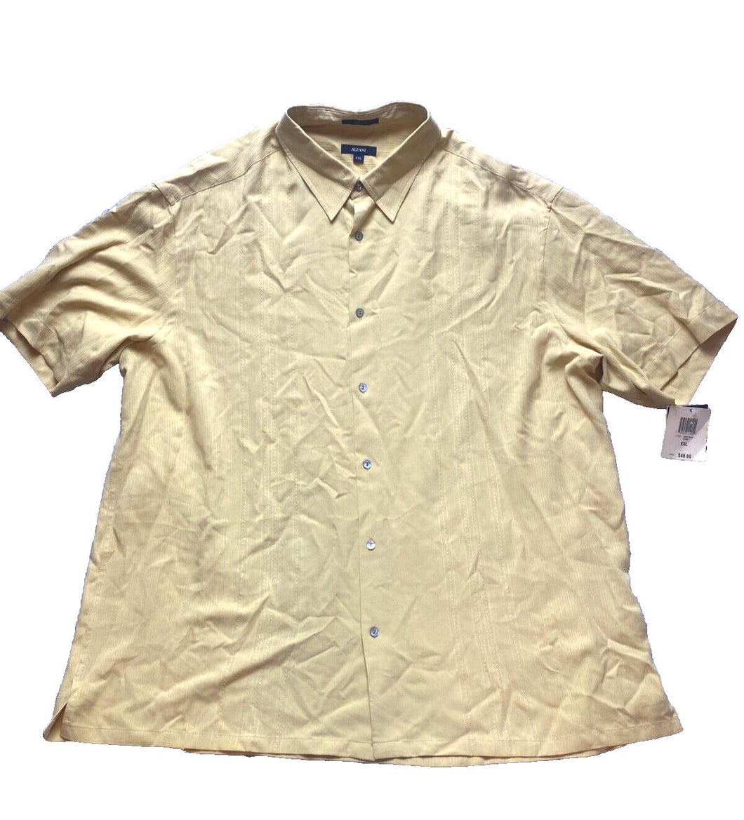 Alfani Shirt Adult 2XL Yellow Button Up Silk Casual Collared Mens MSRP $48 NWT