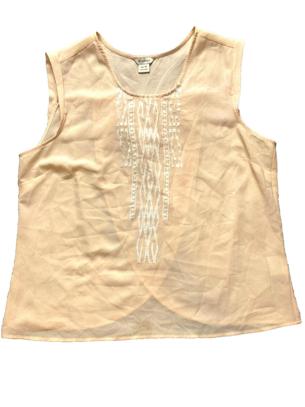Ariat Shirt Womens Extra Large Peach Oversized Embroidery Boho Peasant Ladies